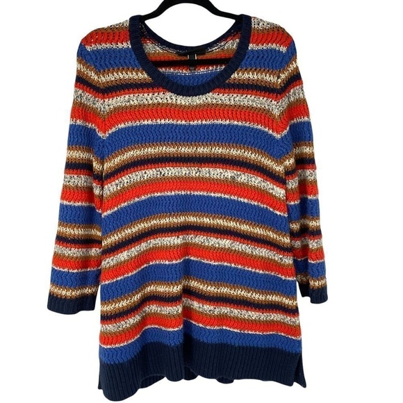 Lane Bryant Orange Blue Shades Horizontal Striped Sweater - Picture 1 of 9